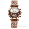 Recompensa relojes de mujer moda oro rosa reloj femenino reloj de cuarzo de negocios reloj de pulsera impermeable de acero inoxidable para mujer Relojes